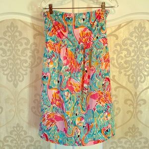 Strapless Lilly Pulitzer dress with flamingo print
